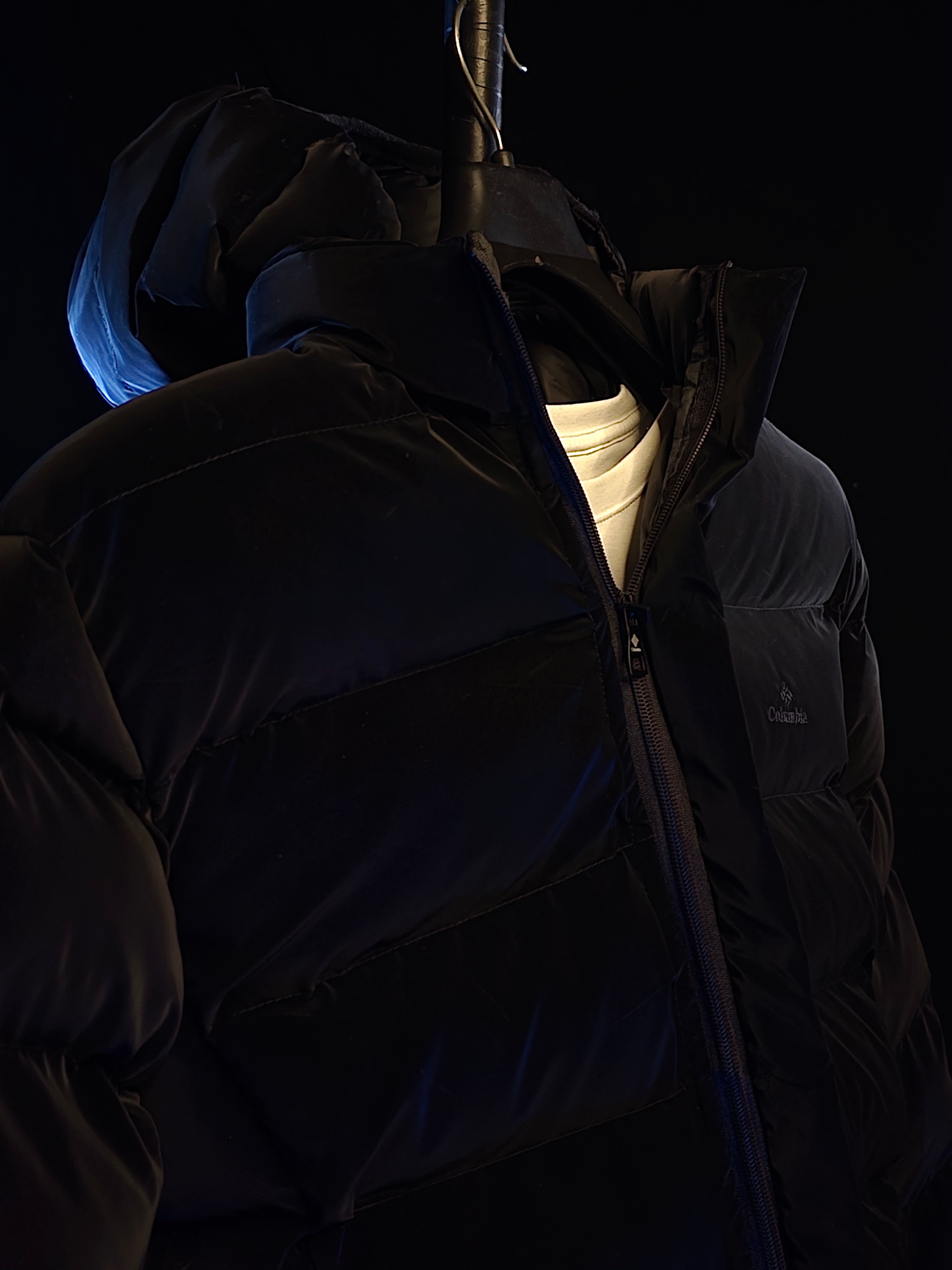 Black Velvet Hooded Puffer Jacket