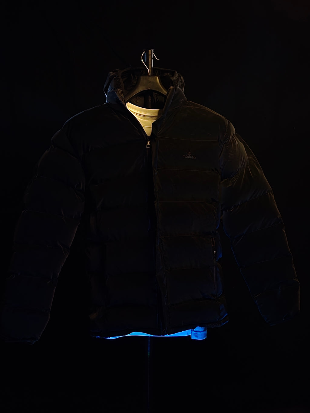 Black Velvet Hooded Puffer Jacket