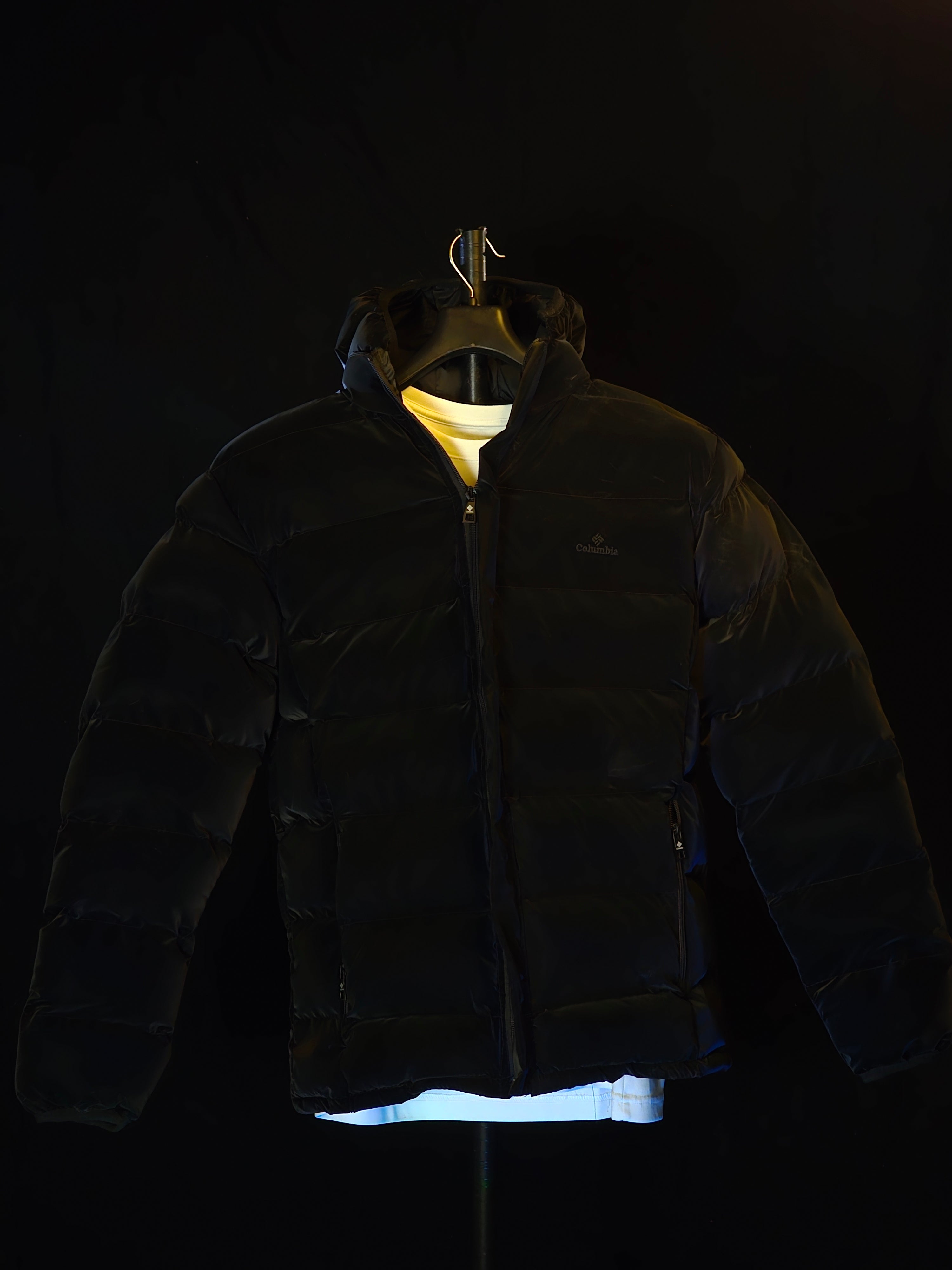 Black Velvet Hooded Puffer Jacket