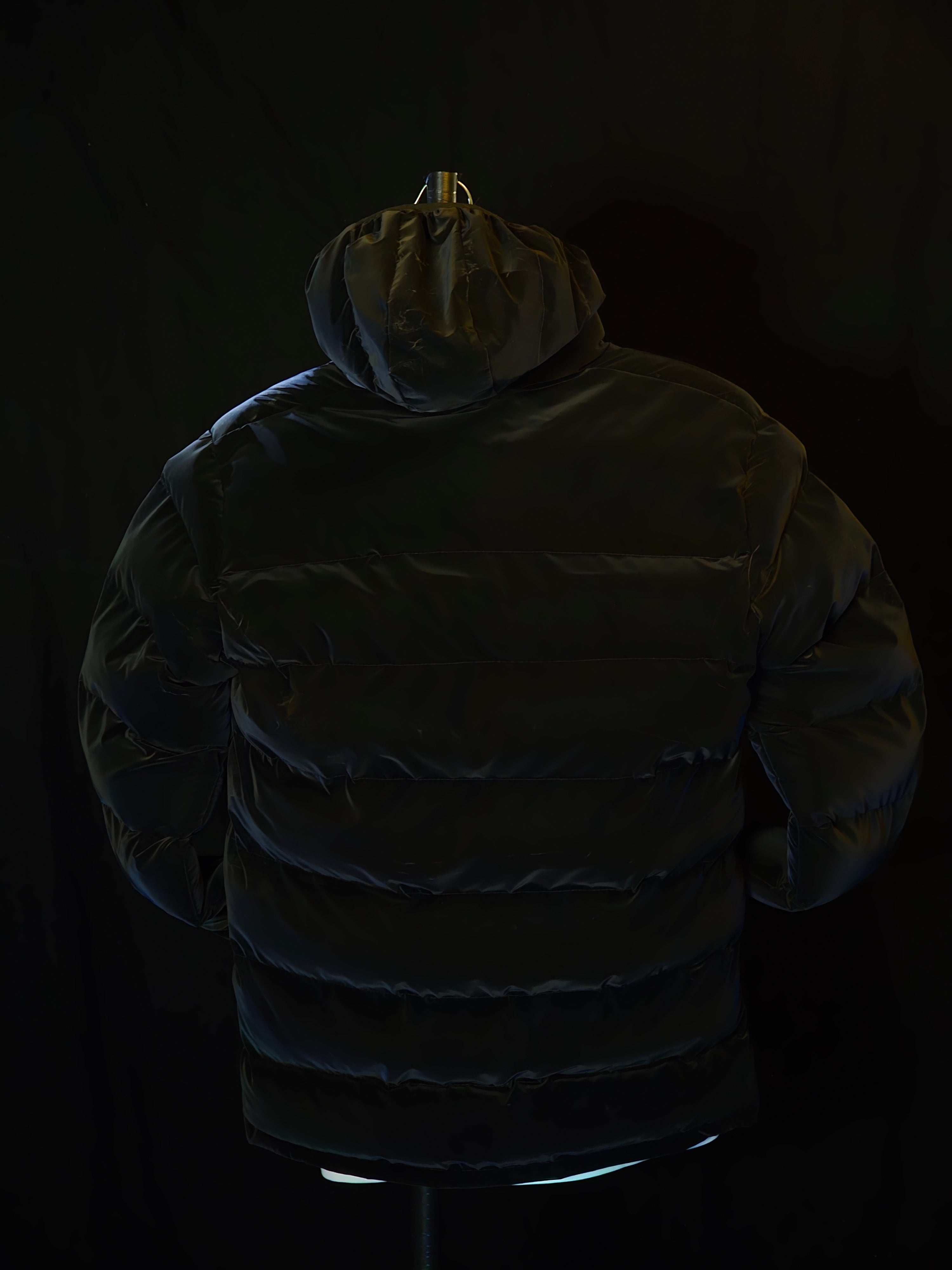 Black Velvet Hooded Puffer Jacket