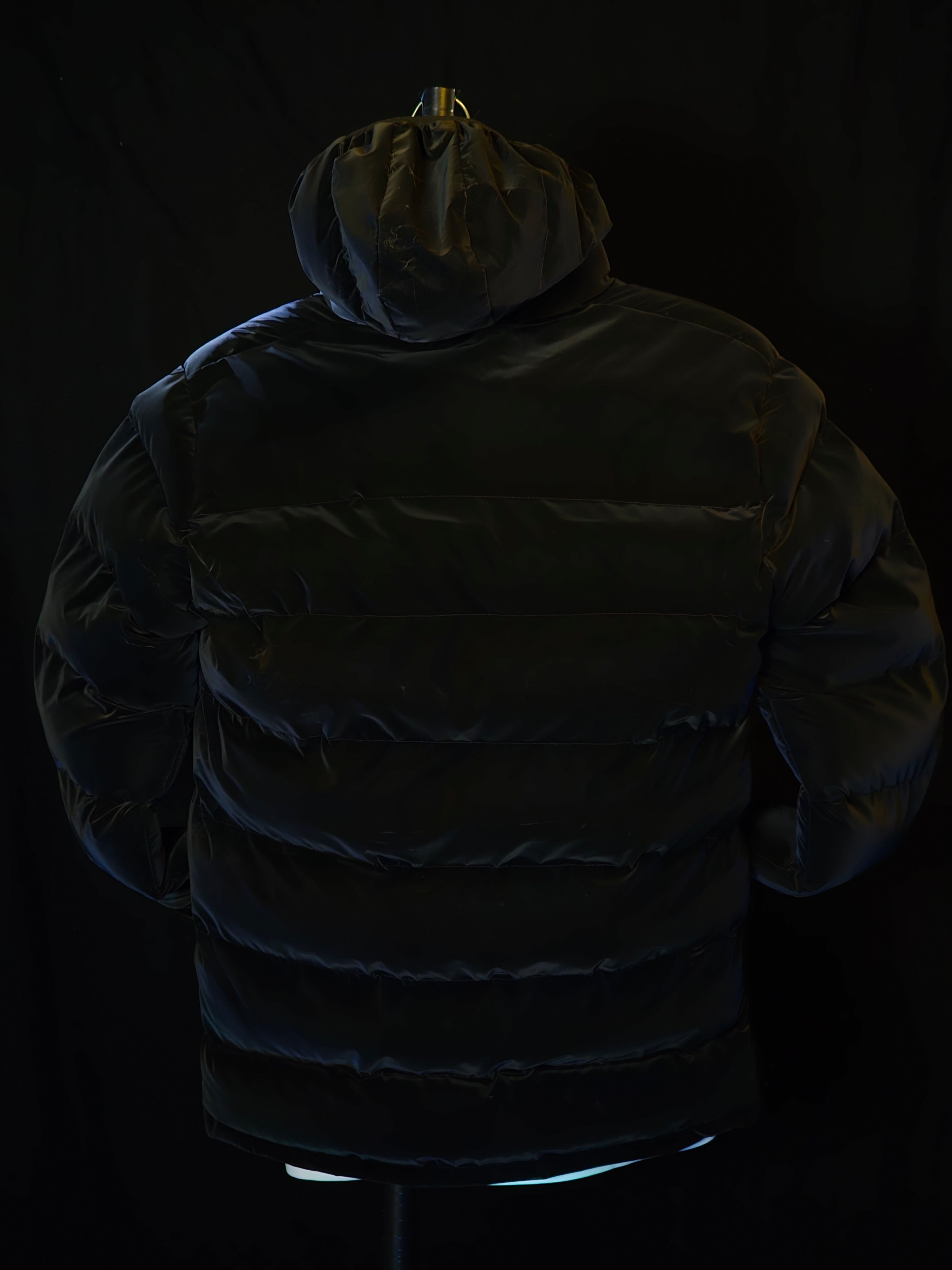 Black Velvet Hooded Puffer Jacket