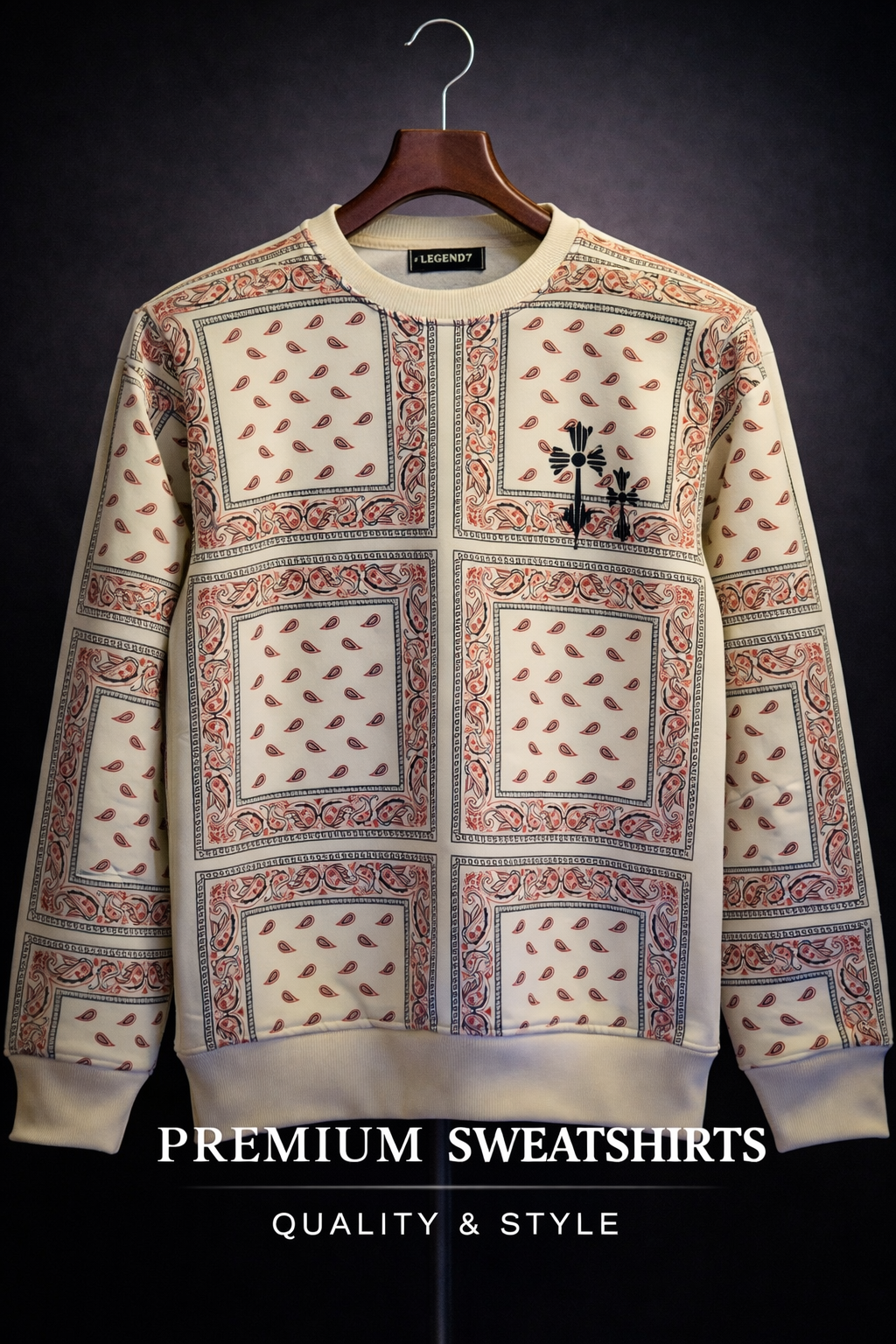 Crewneck Sweatshirt Paisley Print