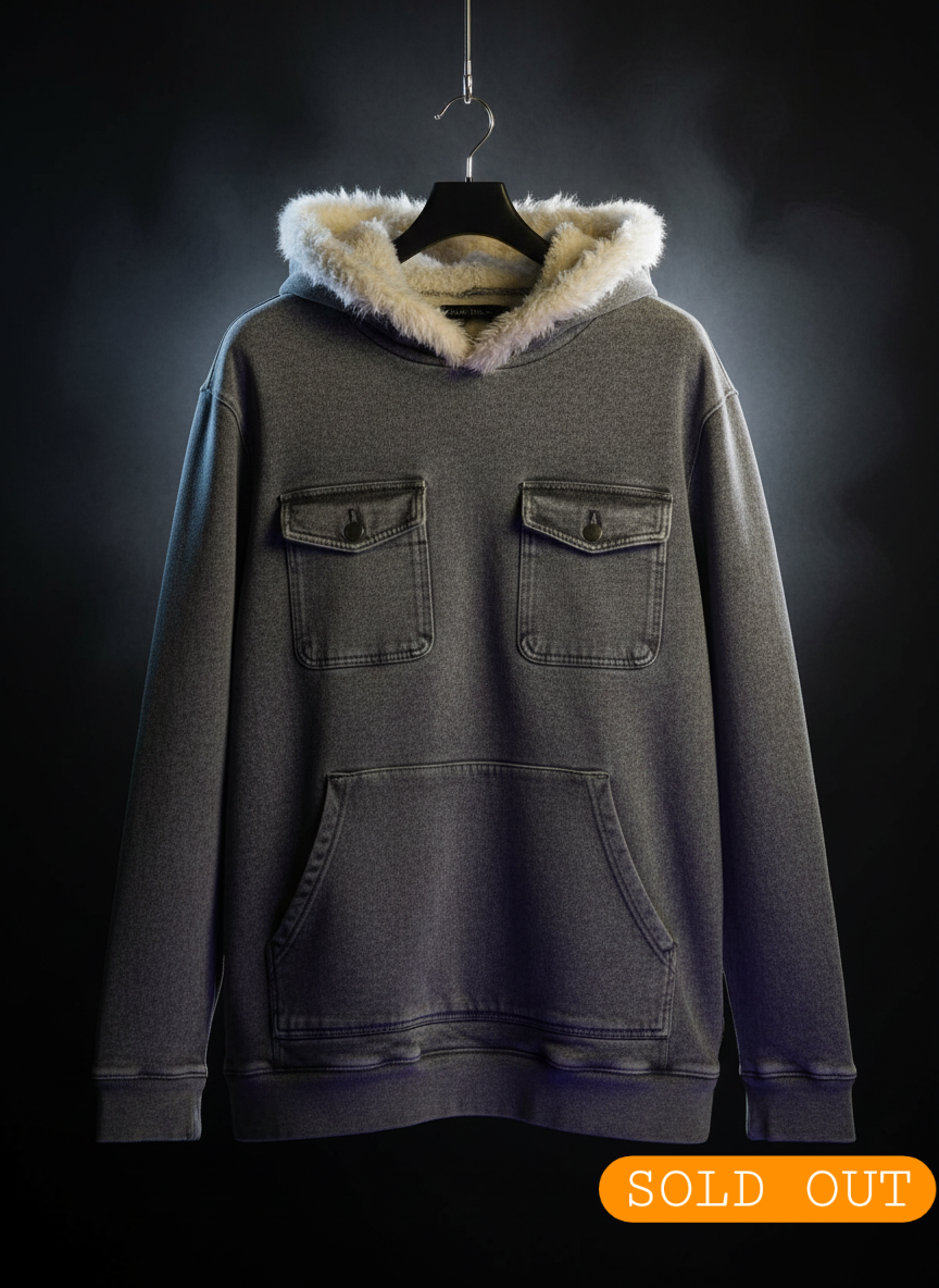 Men's Vintage Black Denim Hoodie